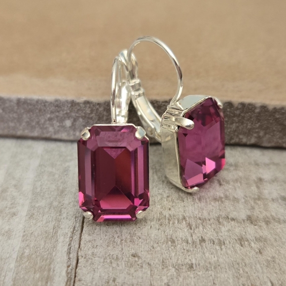 Austrian Crystal Earrings in Shiny Silver - Picture 5 of 8